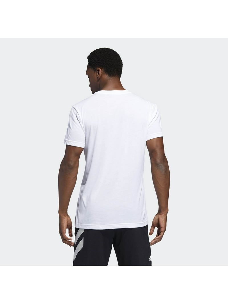 adidas Mens White Fill Logo Graphic Tee Crew Neck Short
