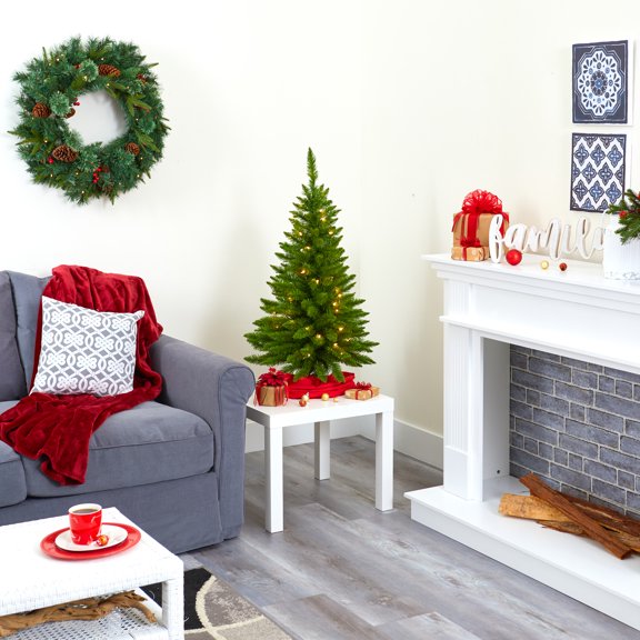 3ft. Providence Pine Artificial Christmas Tree in Metal Planter with 50 Warm White Lights and 143 Bendable Branches