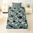 thumbnail image 3 of Feelyou Green Camouflage Dinosaur Twin Sheet Sets for Boys Men Kids, Rustic Wildlife Bedding, 3 Pieces, 3 of 5