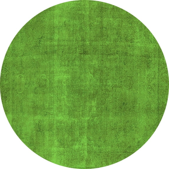 Ahgly Company Indoor Round Oriental Green Industrial Area Rugs, 8' Round