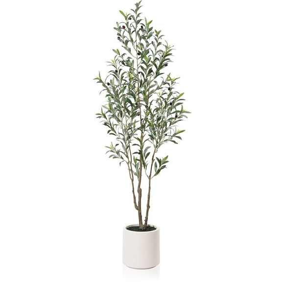 DR.Planzen Natural Look 72 in Olive Tree Artificial Trees in White Planter
