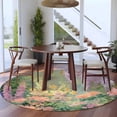 thumbnail image 4 of Spring Floral Round Area Rug 5ft, Forest Leaves Trees Blossom Oil Painting Washable Non-Slip Circle Rugs for Bedroom Living Room Kitchen, Soft Low Pile Carpet for Dining Room Playroom Nursery, 4 of 9