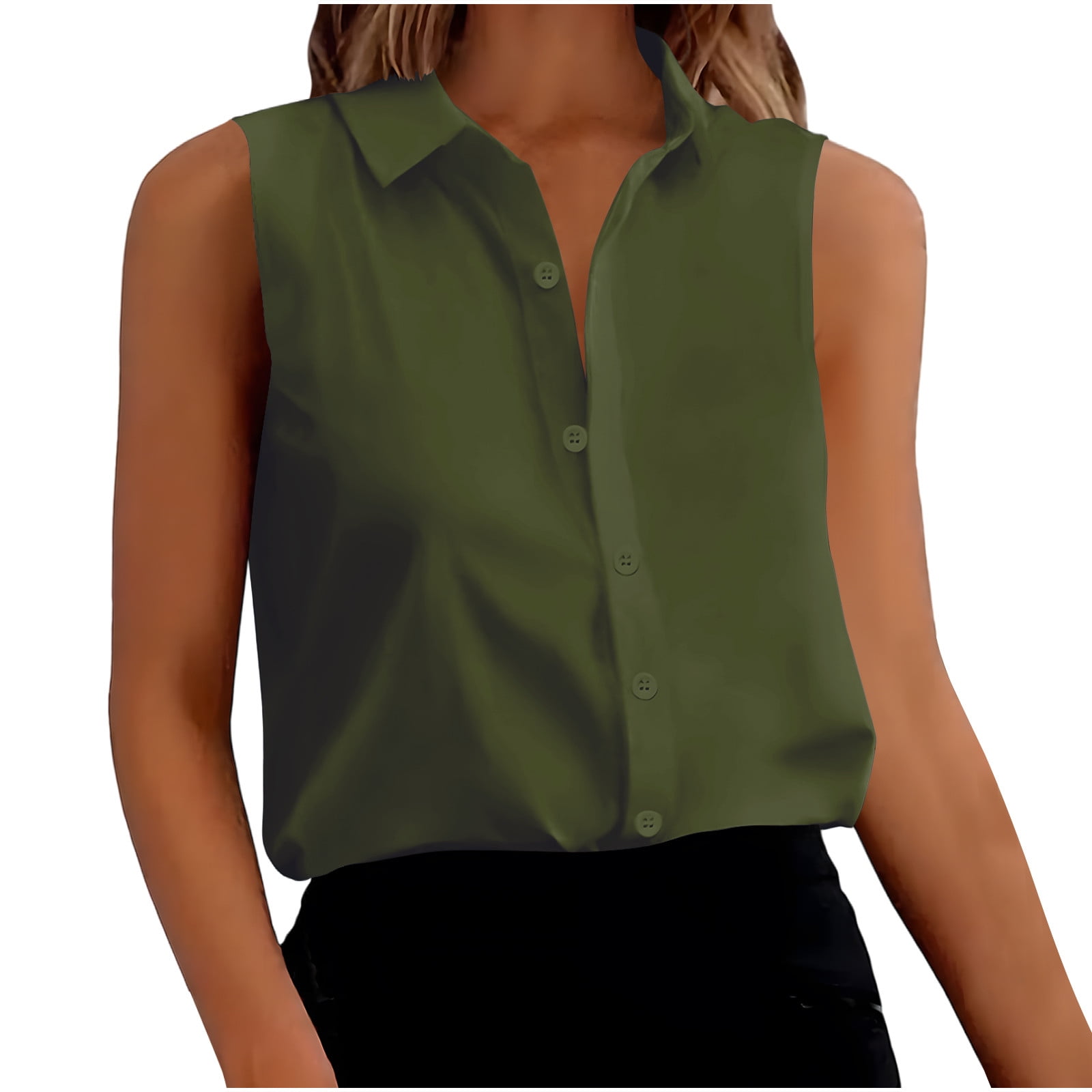 Haut Femme Talbots - Taille 8 Petite, Vert, Sans Manches, Boutonné à Carreaux, Coton, Occasion Très Bon État