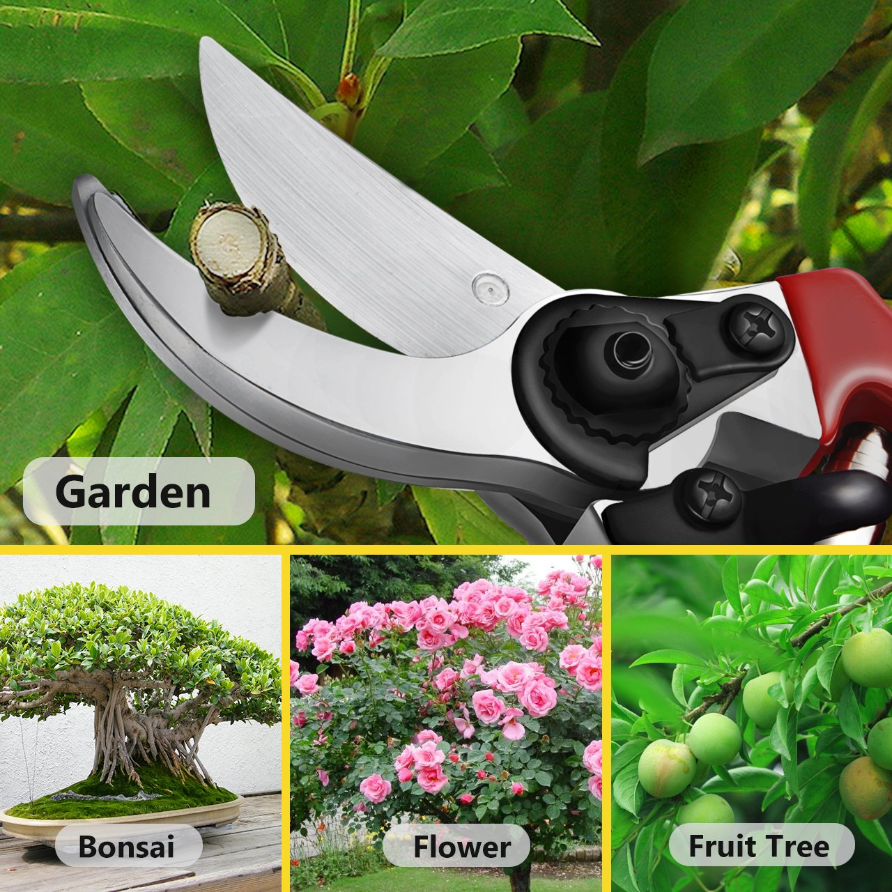 CyberGenZ Bypass Pruning Shears - 8 Garden Shears Pruning, Heavy Duty  Garden Clippers Handheld with Blue Adjustable Grip, Gardening Pruners Tool  for