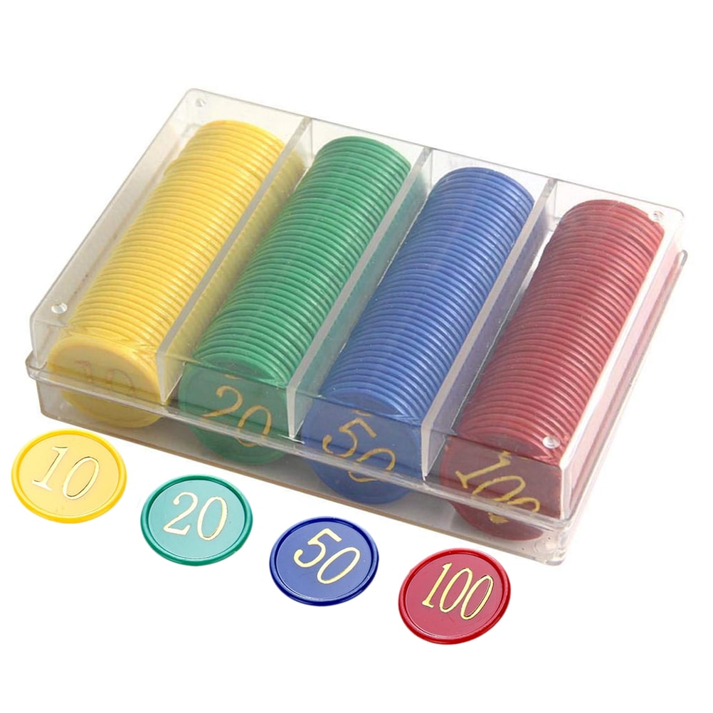 Set of 128 Casino Plastic Numbered Poker Chips Game Tokens Set 10 20 50 100 