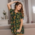 thumbnail image 3 of Balery Mask Tropical Flower Camisón de manga corta con cuello redondo para mujer, cómodo y elegante., 3 of 6