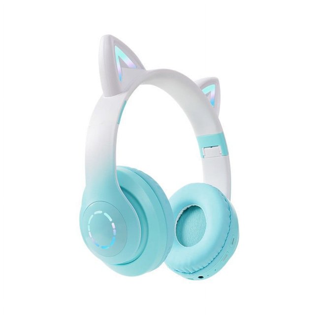 Auriculares con Luz de Flash LED Lindos Orejas de Gatos Auriculares InaláMbricos con MicróFono NiñOs NiñAs Auriculares de MúSica EstéReo TWS Bluetooth 5.0 B
