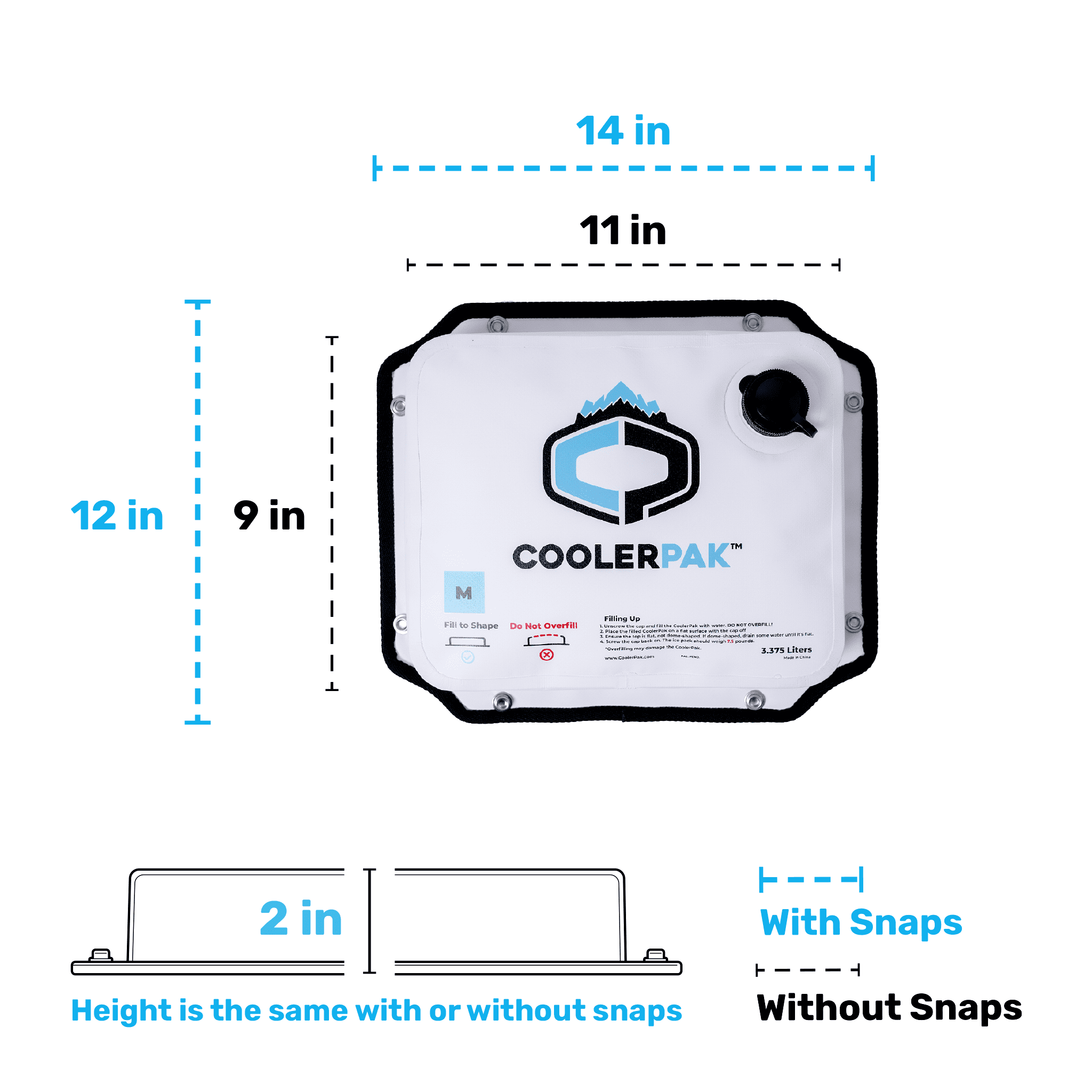 CoolerPak CP-7S1-N 7 lbs Ice Pack for Coolers - Snap Series - Refillable, Foldable & Drinkable
