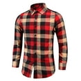 thumbnail image 2 of WREESH Men's Work Shirts Button Down Shirts Long Sleeve Plaid with Turn-Down Collar, Button Detail & Comfortable Fit for Casual Style Orange, 2 of 8