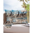 thumbnail image 6 of Summer Outdoor Pillow Covers Set of 2,Ocean Life Texts Starfish Decorative Waterproof Throw Pillow Case,Retro Blue Wood Plank Cushion Pillowcases for Couch Garden Patio Beach,20x20In, 6 of 6