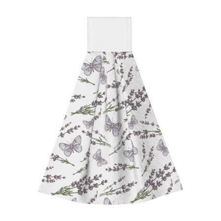 

Ocsxa Lavender And Butterfly for Hand Towels Hand Wipes with Velcro Soft and Fast Absorbent Hanging Towels Reusable Cleaning Cloth for Kitchen/Bathroom/Laundryroom 14x18In