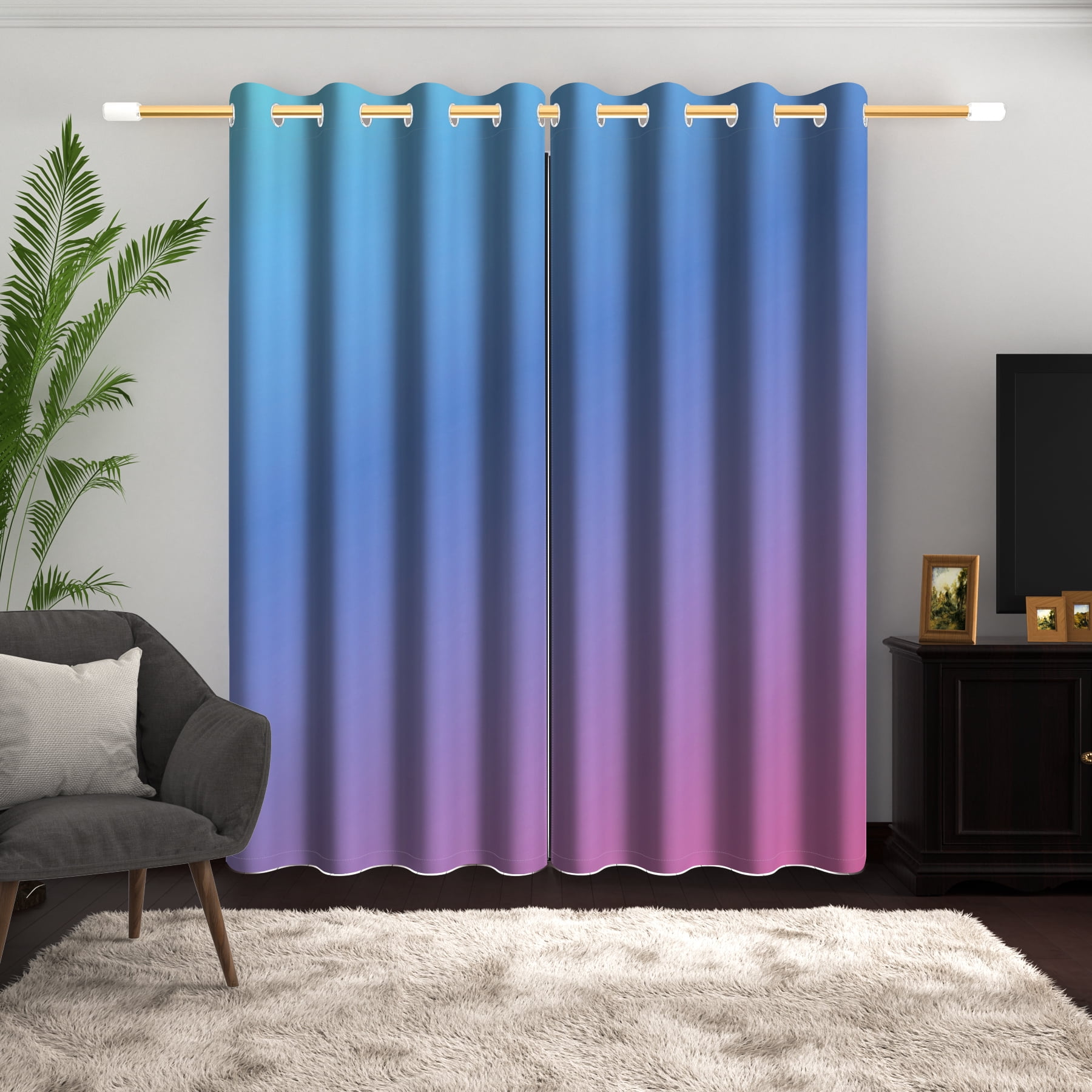 Lfeey Bedroom Living Room Room Darkening Blackout Curtains 63 Inches Long, Purple, 2 Panels
