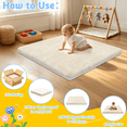 thumbnail image 3 of Baby Play Mat for Floor, Playpen for Babies and Toddlers, Soft Coral Velvet, Non-Slip Bottom Helps Cushion for Tummy Time, 50×50, Apricot, 3 of 9
