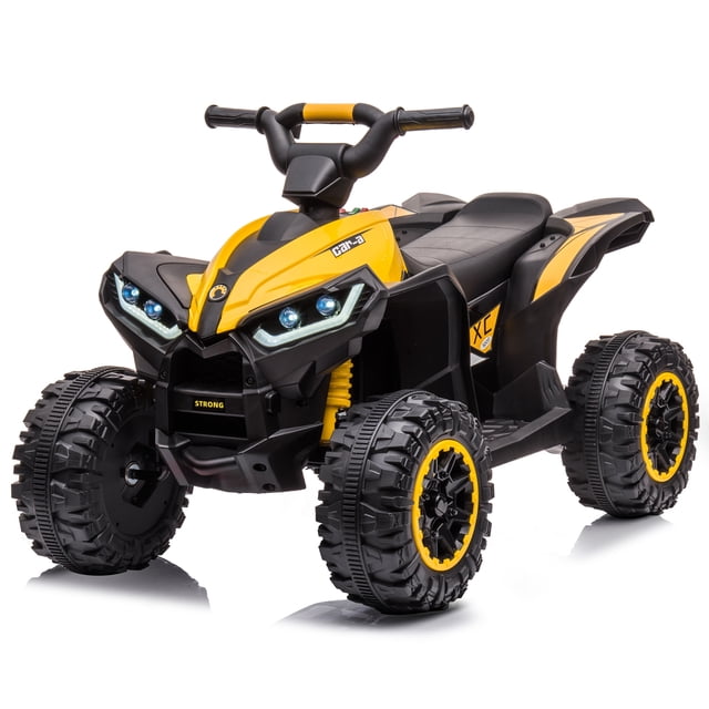 VOLTZ TOYS 12V ATV Off-Road Ride-On Car for Kids, Electric 4-Wheeler Motorized Quad Toy Vehicle with High/Low Speed Switch, LED Headlights & MP3 Player, Yellow