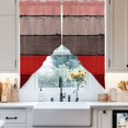 thumbnail image 4 of Swag Curtains Valances for Windows, Farmhouse Rustic Wood Texture Short Kitchen Window Curtains Over Sink, Red Brown Cafe Curtains Panel Set Of 2,Rod Pocket, 36 Inches Length, 4 of 8