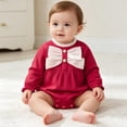 thumbnail image 3 of Lumosvexa Baby Brief Bodysuit Cute Bowknot Long Sleeve Crew Neck Fall Winter Casual Onesie Red 6M, 3 of 10