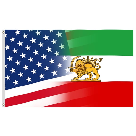 Iran USA Friendship, Old Iranian Flag, Large Old Iran Historic Flag 3X5FT, US-Iran Friendship Banner For Decor & Events