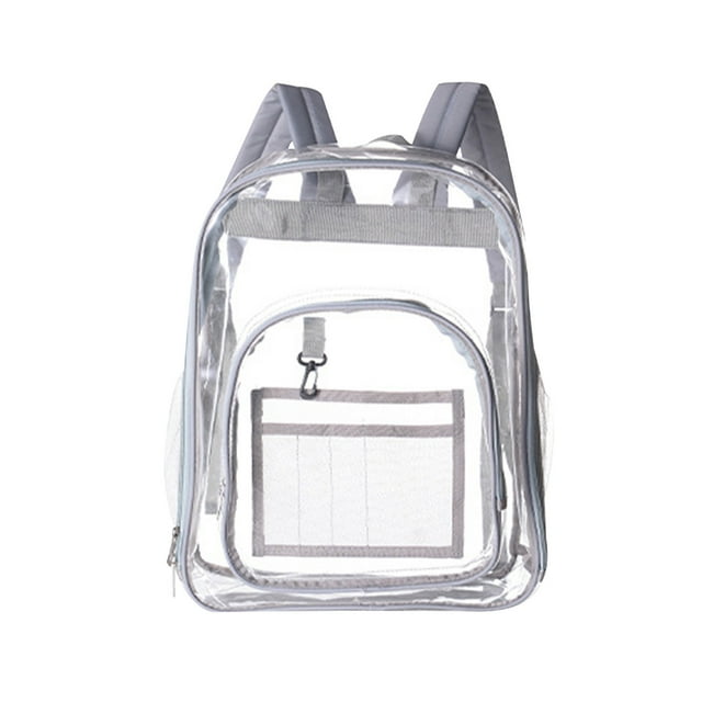 RXIRUCGD Sac à Dos Transparent Robuste Sac à Dos Transparent Sac à Dos Transparent Sac à Dos en Plastique Transparent pour l'École, le Travail, le Stade, le Voyage, la Sécurité, le Festival, le Collège Gris