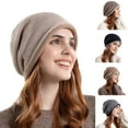 thumbnail image 5 of Xfvqtps Womens Beanie Slouchy Knit Cuffed Solid Color Stretch Soft Thick Windproof Coldproof Warm Outdoor Fall Winter Skull Cap Brown, 5 of 5