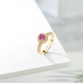 thumbnail image 4 of Gem Stone King 18K Yellow Gold Plated Silver Pink Moissanite and White Moissanite Engagement Ring for Women (1.06 Cttw, Round 5MM, Available in Size 5, 6, 7, 8, 9), 4 of 6
