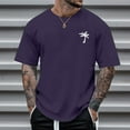 thumbnail image 1 of T-shirts pour Hommes Été Plage Imprimé Petit Arbre Blouse Manches Courtes Col Rond Hauts T-Shirt, 1 of 3