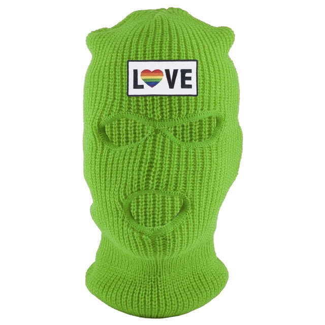 Gravity Threads Love Rainbow Heart 3-Hole Ski Mask - Neon Green