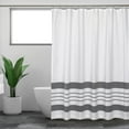 thumbnail image 1 of Cortina de ducha blanca para baño, cortinas de ducha de tela, 72x72 in, granja, boho, tejido a rayas blancas y grises, 1 of 5
