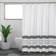thumbnail image 1 of Cortina de ducha blanca para baño, cortinas de ducha de tela, 72x72 in, granja, boho, tejido a rayas blancas y grises, 1 of 5