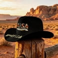 thumbnail image 4 of JULMCOMO 250th Anniversary USA Cowboy Hat Felt Stars Stripes Roll Up Vintage Patriotic Hat for Independence Day Black, 4 of 5