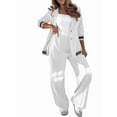 thumbnail image 2 of Women'S Fall Spring 2 Piece Blazer Outfits Business Casual Oversized Jacket Wide Leg Work Pants White S, 2 of 9
