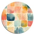 thumbnail image 2 of Designart "Fun Patterns of Shapes Orange III" Modern Geometric Round Metal Art, 2 of 5