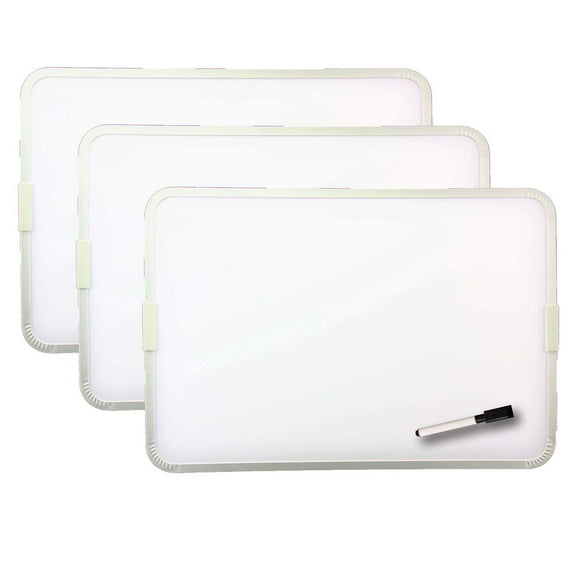 Flipside Products Two-Sided Aluminum Framed, Magnetic Dry Erase Board w/Pen, 9" x 12", Pack of 3