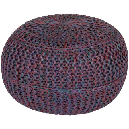 Burgundy Knotted Sphere Pouf 20"x20"x14" - Surya