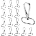 thumbnail image 1 of 15 Pack 1 Inch Silver Swivel Snap Hooks with D Rings, Stainless Steel Push Gate Clasps for Purse Bag Lanyard Making, 1 of 4