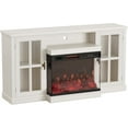 thumbnail image 6 of Furniwell Electric Fireplace TV Stand for TVs up to 65’’, Farmhouse Media Entertainment Center with 3-Sided Glass Fireplace, TV Console with Door Storage Cabinet for Living Room (White), 6 of 7