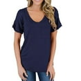 thumbnail image 4 of VERUGU Womens Tops Short Sleeve T-Shirt Leopard Print Tee Loose V-Neck Shirts Dailywear Blouse Navy L, 4 of 7