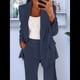 thumbnail image 4 of Conjuntos de 2 Piezas para Mujer, Grandes, Estilo Informal de Negocios, Larga, Solapa, Pantalón Recto, Trajes. Azul Oscuro M, 4 of 5