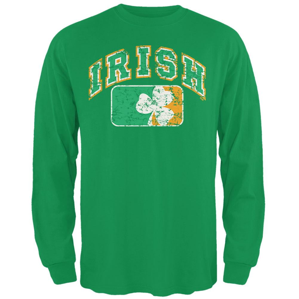 Old Glory Irish Mens Long Sleeve T Shirt Irish Green MD