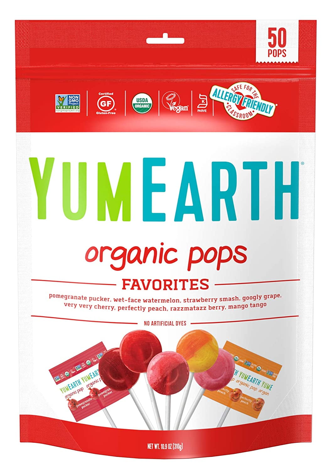 YumEarth, Organic Pops, Favorites, 50 Pops, 10.9 oz (310 g)(Package may vary)(Pack of 1