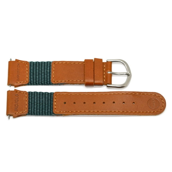 TIMEX 19MM BROWN GREEN NYLON LEATHER INDIGLO EXPEDITION INDIGLO WATCH BAND STRAP
