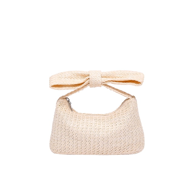 Bolso de mano de paja anudada con lazo tejido, bolso de playa de verano, bolso de paja para mujer