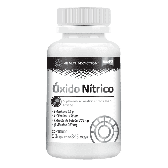 Óxido Nítrico Healthaddiction Rendimiento Deportivo y Circulación con L-Arginina, L-Citrulina y Beta Alanina 90 Cápsulas