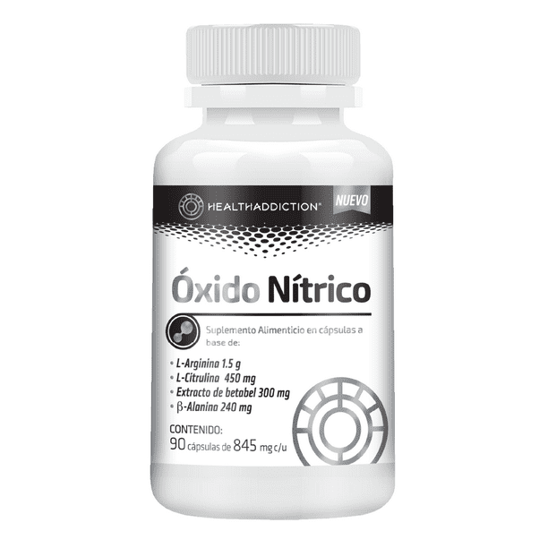 Óxido Nítrico Healthaddiction Rendimiento Deportivo y Circulación con L-Arginina, L-Citrulina y Beta Alanina 90 Cápsulas