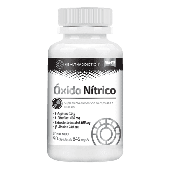 Óxido Nítrico Healthaddiction Rendimiento Deportivo y Circulación con L-Arginina, L-Citrulina y Beta Alanina 90 Cápsulas
