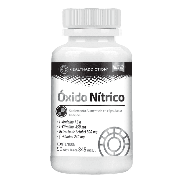 Óxido Nítrico Healthaddiction Rendimiento Deportivo y Circulación con L-Arginina, L-Citrulina y Beta Alanina 90 Cápsulas