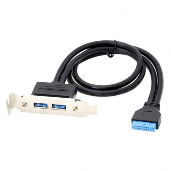 JSER Low Profile 80mm Height USB 3.0 Female Back panel to Motherboard 20pin cable with PCI bracket 50cm