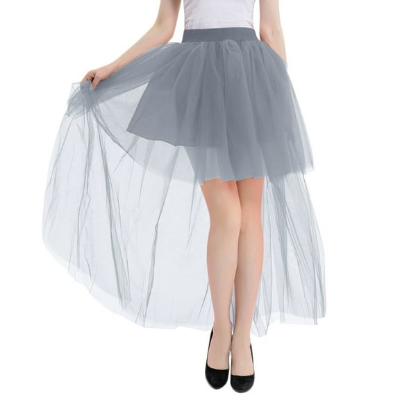 HexaHive Women's Fashion Sexy Solid - Color Short - Front Long - Back Skirt