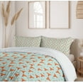 thumbnail image 6 of Ambesonne Cartoon Duvet Cover Set, Funny Fox Faces Stripes, 2-Calking, Pale Blue Cinnamon, 6 of 7