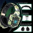 thumbnail image 3 of Cateissary Auriculares con cable Auriculares para juegos con micrófono Ocultación de ruido Auriculares con sonido envolvente LED Control Cables de audio/vídeo camuflaje verde, 3 of 6