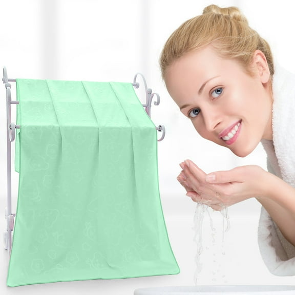 PureCasa Embossed Polyester Soft Hand Towels, Solid Color Cozy Face Towel for Bathroom Kitchen, Home Supplies Quick Dry Soft Bath Towels for Men Women, 13.8"x29.5", Rectangle, 1PC, Green